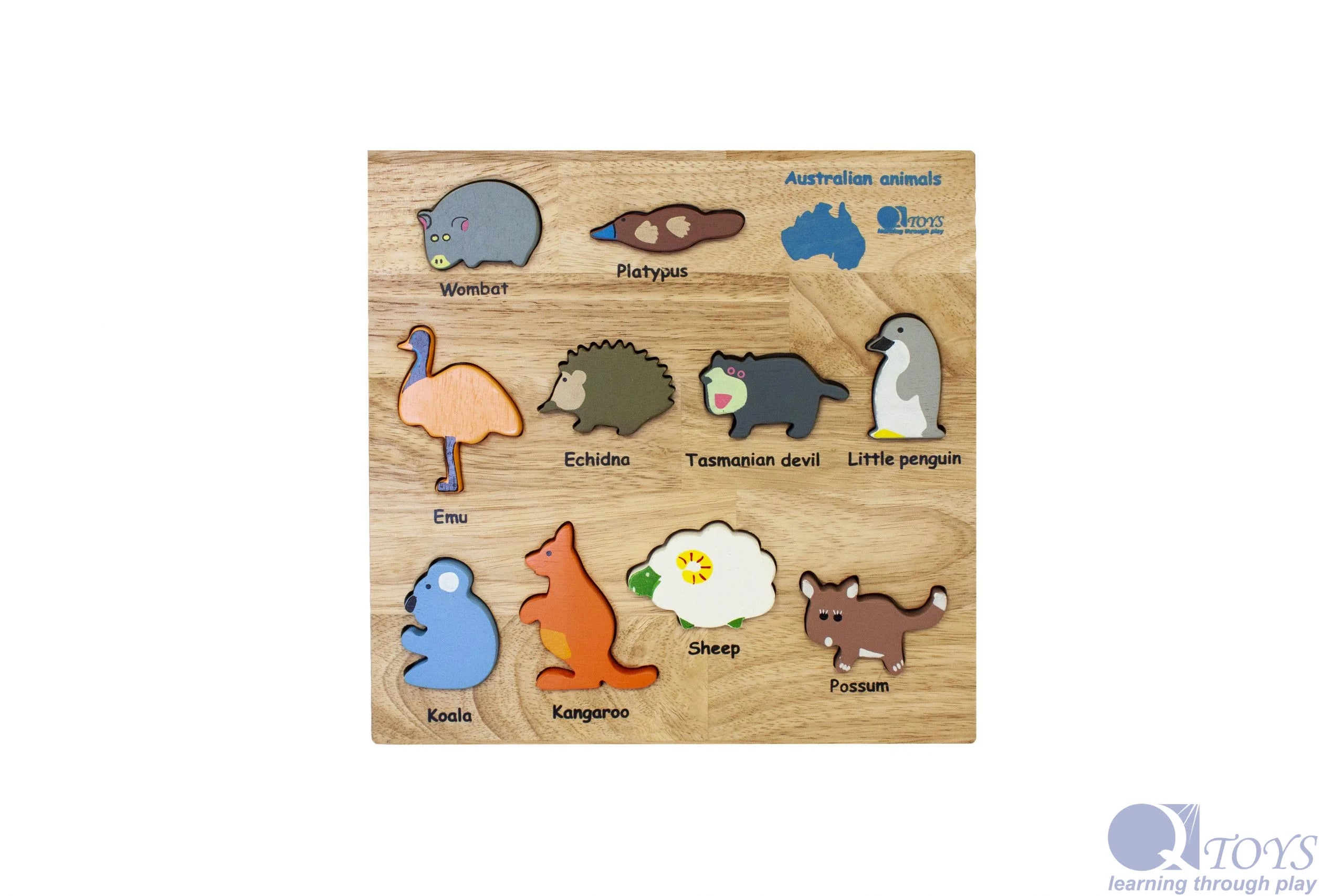 Qtoys - Coloured Australian Animal Puzzle