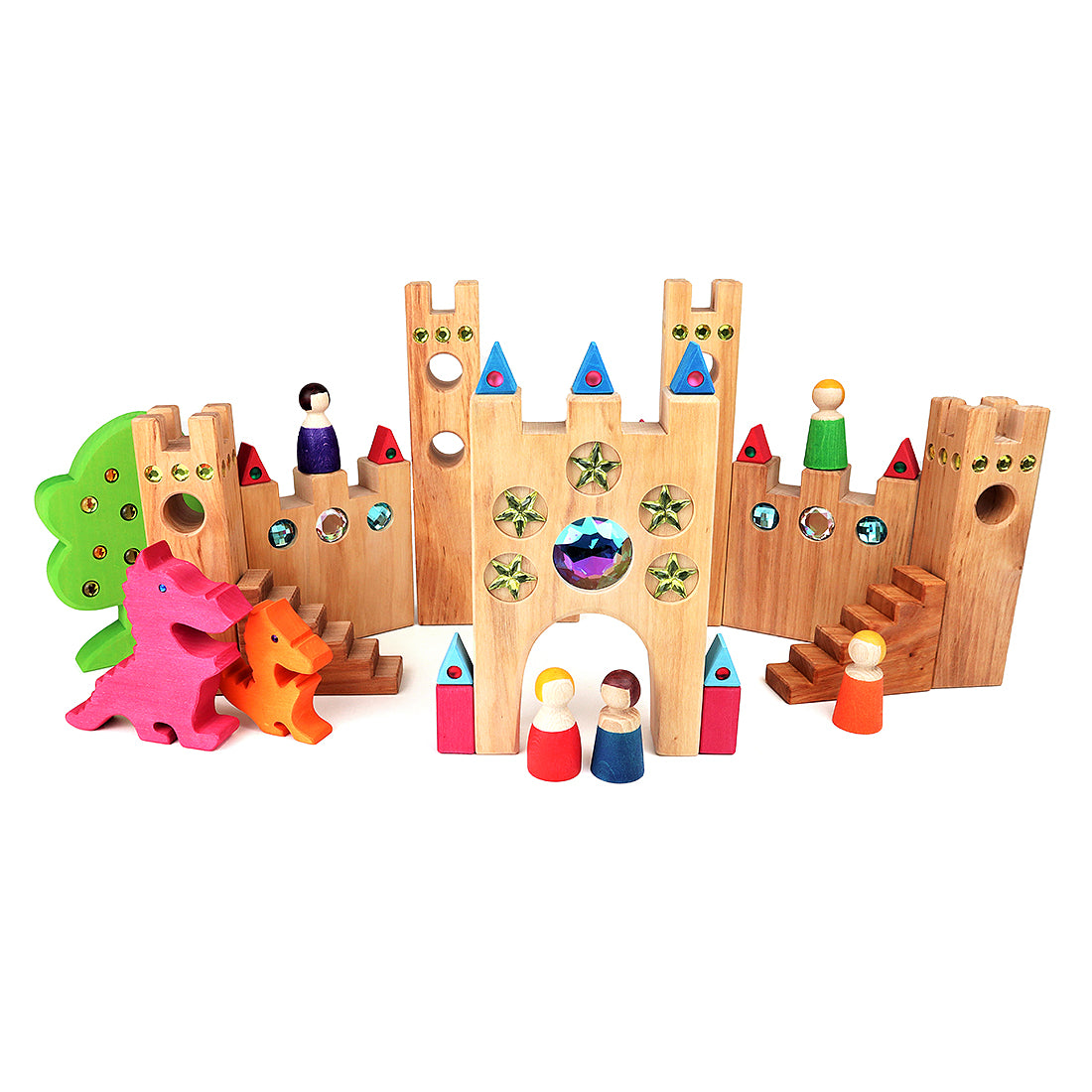 Bauspiel Large Fairytale Castle! Crafted with 16 large, jeweled castle blocks,