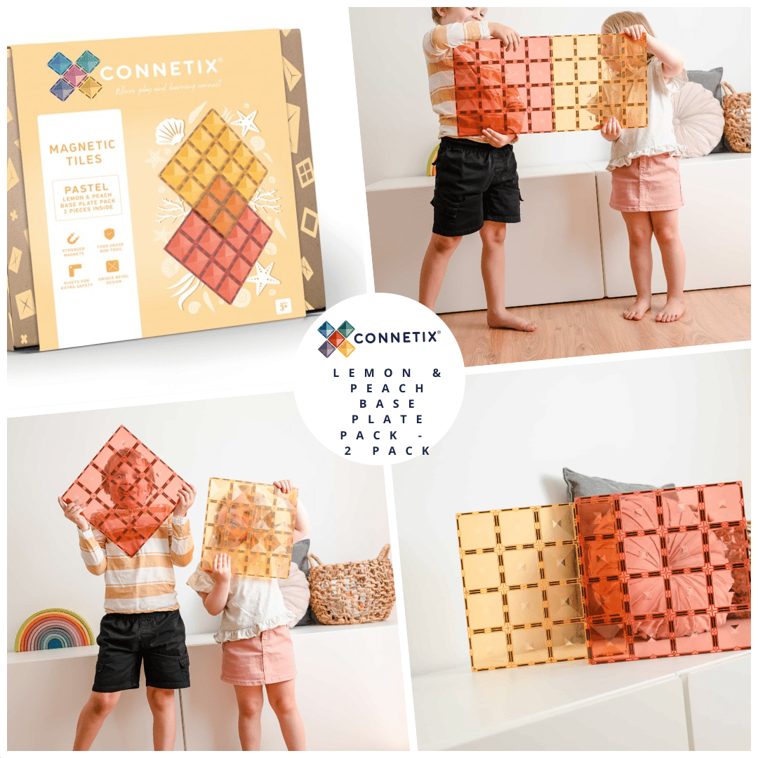 CONNETIX Magnetic Tiles -Lemon & Peach Base Plate Pack - 2 Pack