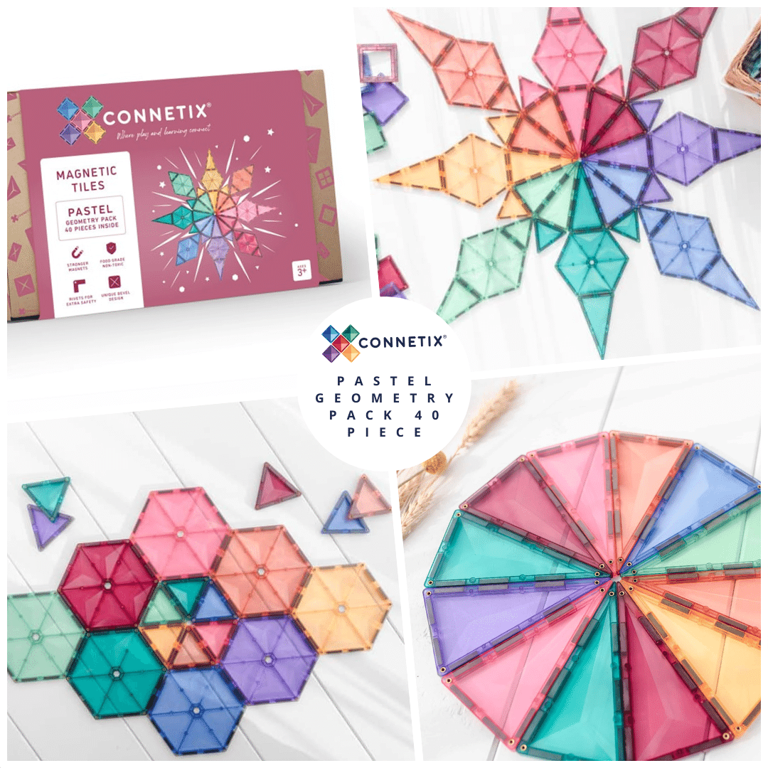 CONNETIX Magnetic Tiles - Pastel Geometry Pack 40 Piece