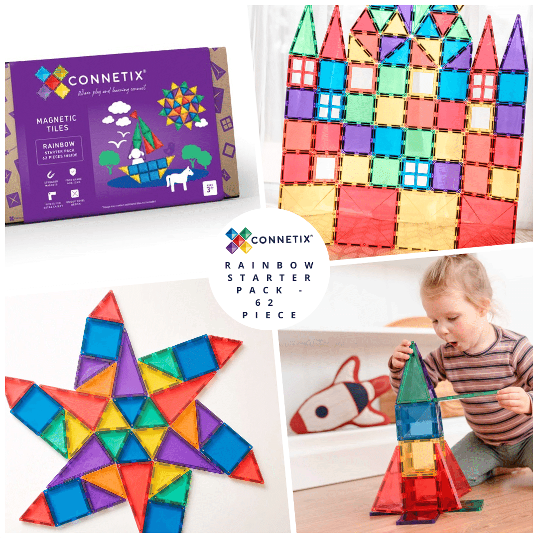 CONNETIX Magnetic Tiles -  Rainbow Starter Pack - 60 Piece