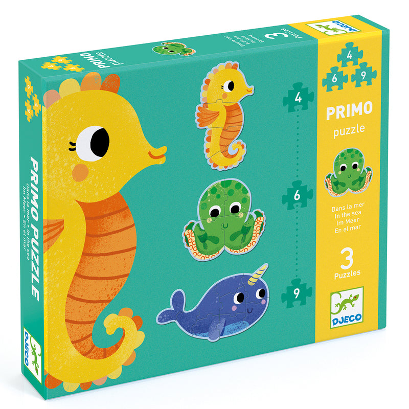 DJECO Puzzle Primo In the Sea -  Progressive 4, 6, 9 piece