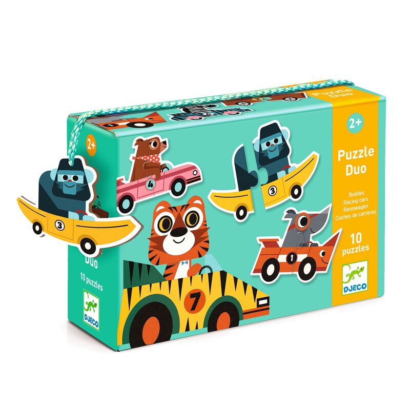 DJECO Puzzle Duo - Racing Cars 10 x 2 Piece