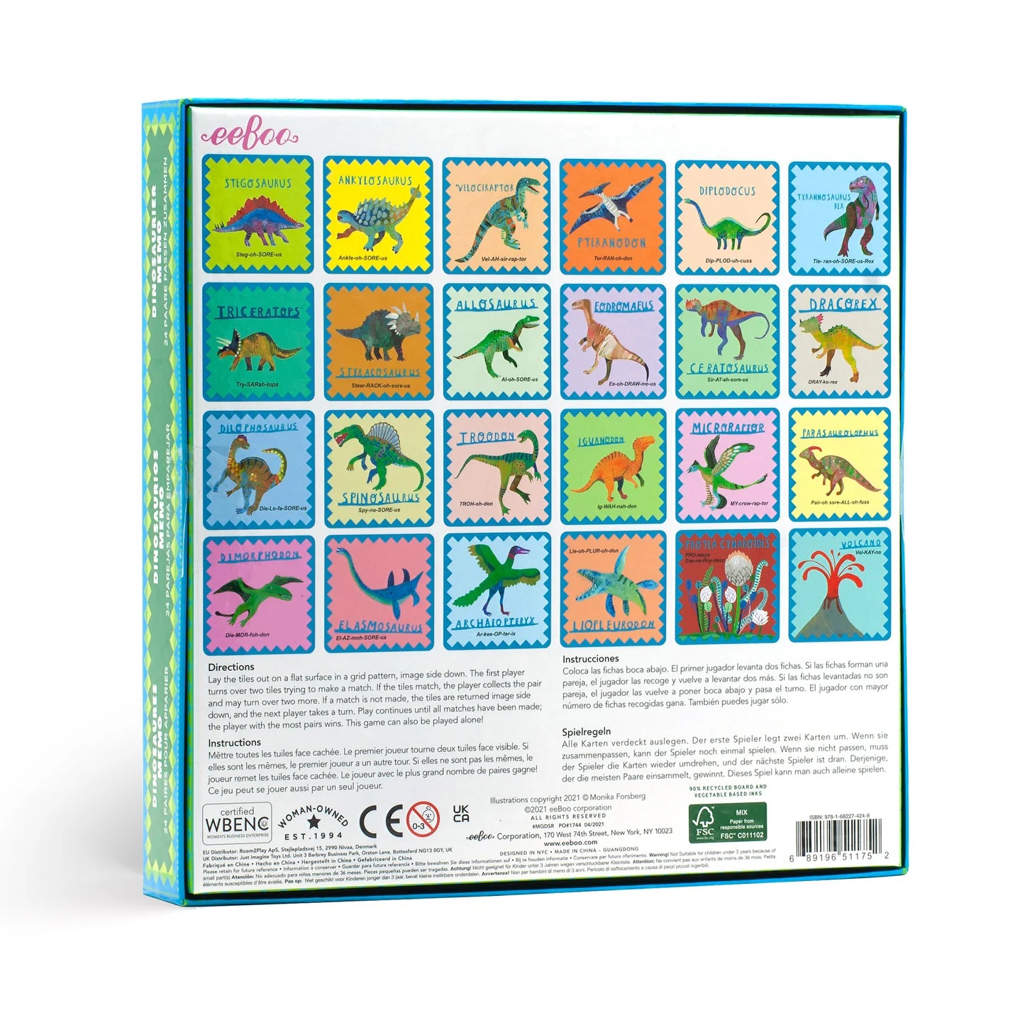 EEBOO Memory Match Game - Shiny Dinosaur