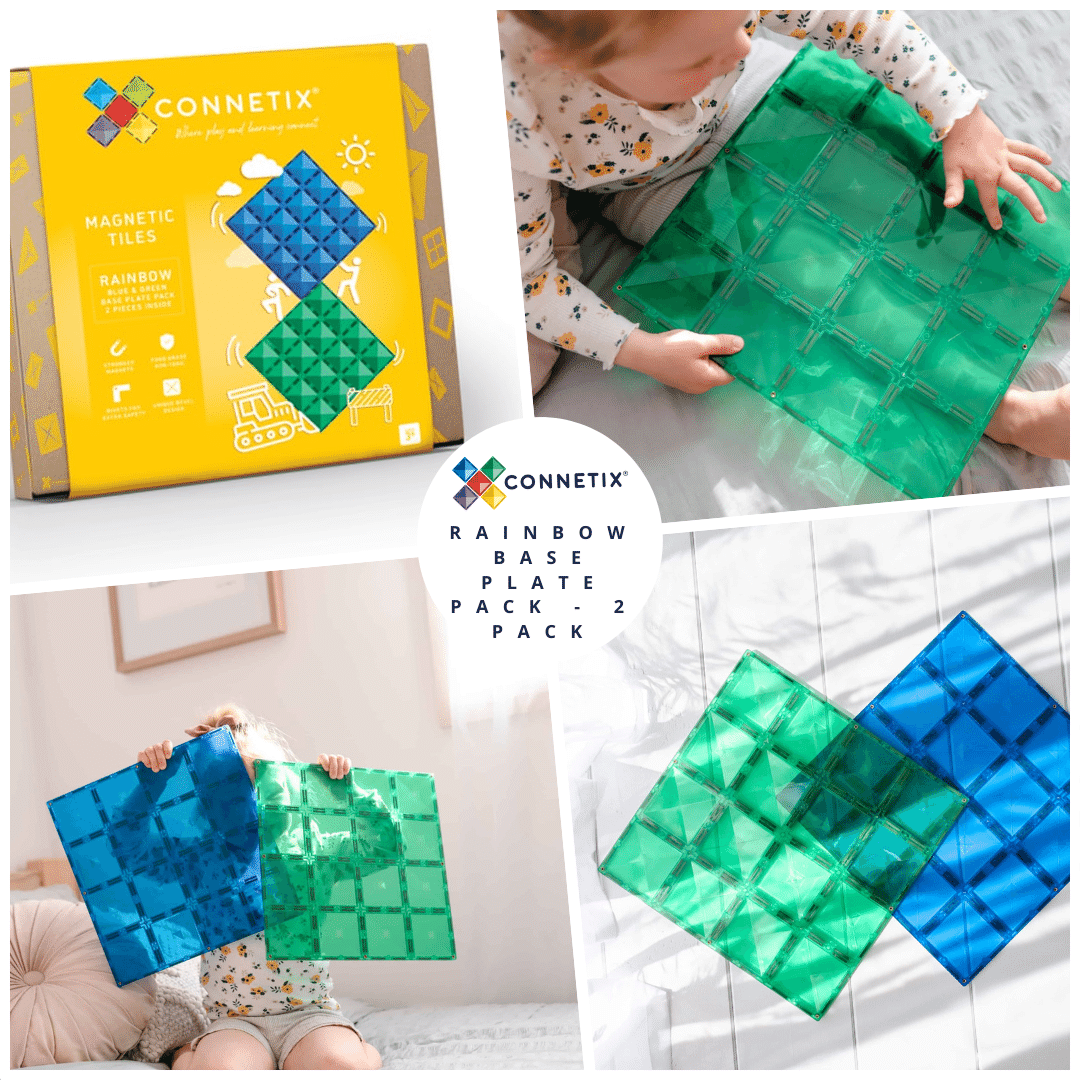 CONNETIX Magnetic Tiles - Rainbow Base Plate Blue/Green Pack - 2 Pack