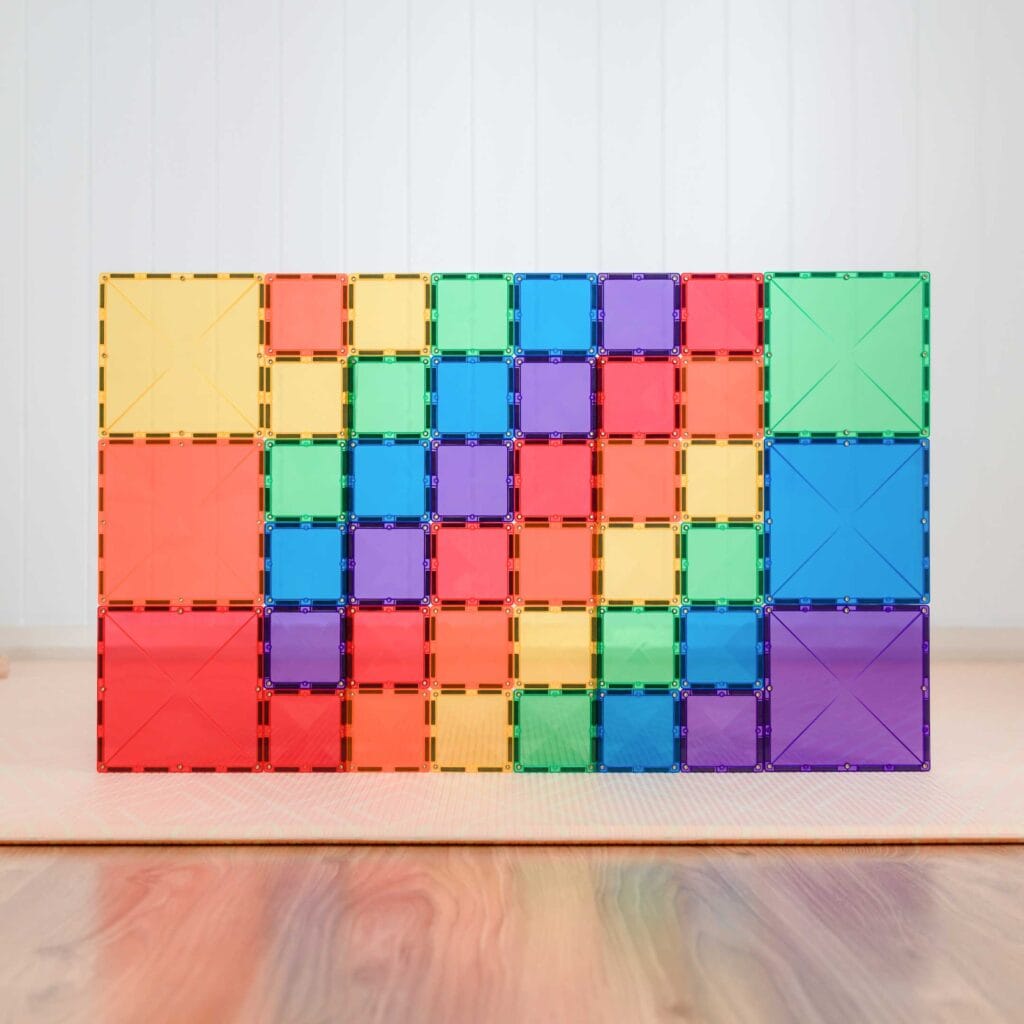 CONNETIX Magnetic Tiles - Rainbow Square Pack 42 pc