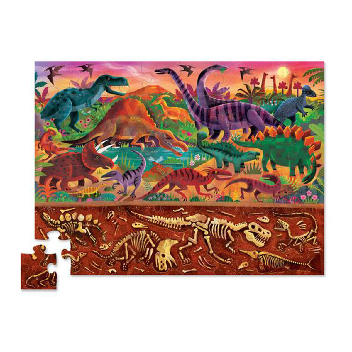 CROCODILE CREEK -  Above & Below 48 Pce Puzzle - Dinosaur World