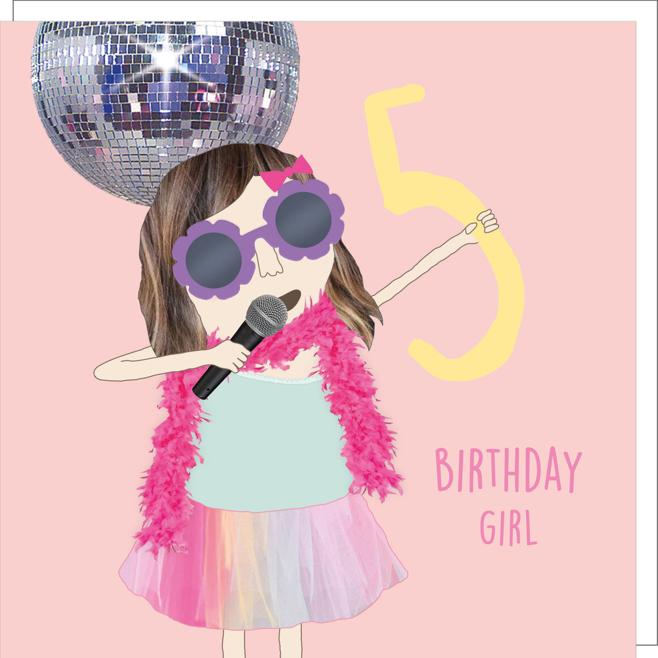 Greeting Card - Age 5 Birthday Girl - Singing