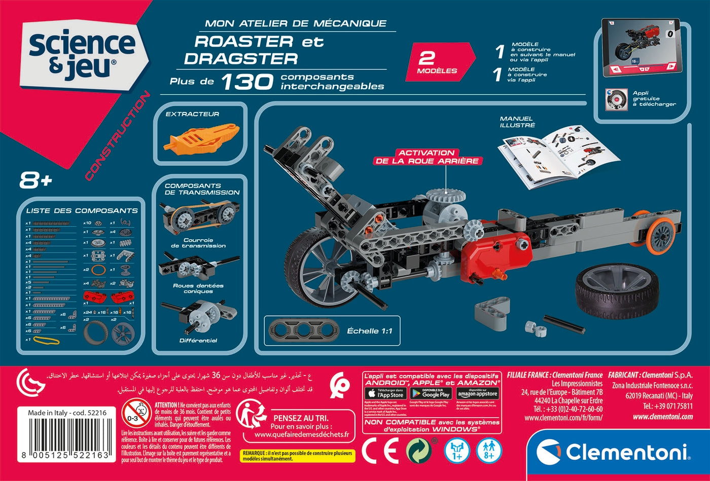 Clementoni Mechanics Roadster and DragsterBack of Box