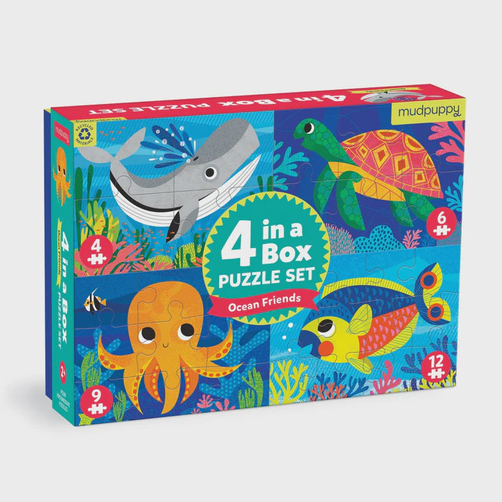 Mudpuppy - Puzzle - Ocean Friends  4-In-a-Box Progressive”