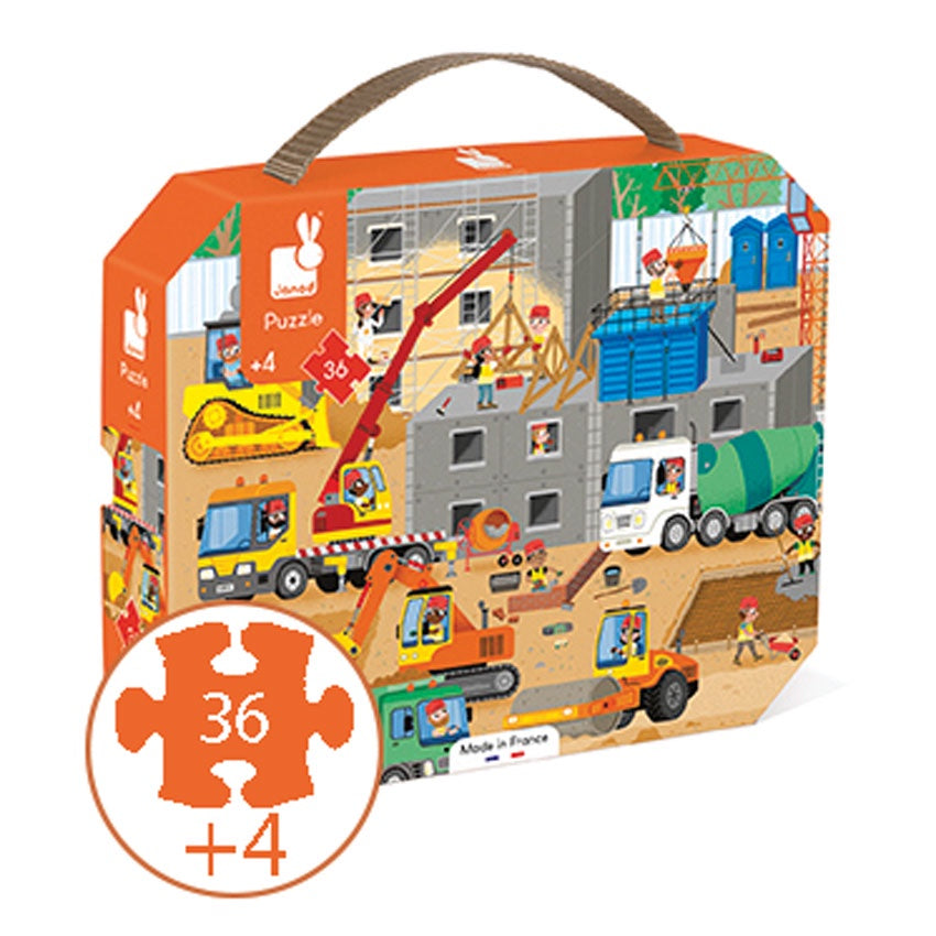 JANOD - Suitcase Puzzle -Construction Site - Puzzle - 36pc
