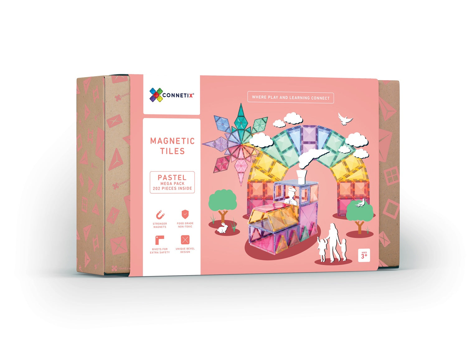 CONNETIX Magnetic Tiles - Pastel Mega Pack 202 Piece