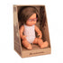 Miniland Doll -  Caucasian Down Syndrome Girl, 38 cm, With Glasses, Anatomically Correct Baby