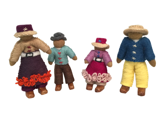 PAPOOSE Doll Family Asian - Set of 4 - Felt