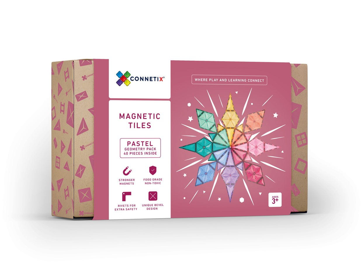 CONNETIX Magnetic Tiles - Pastel Geometry Pack 40 Piece