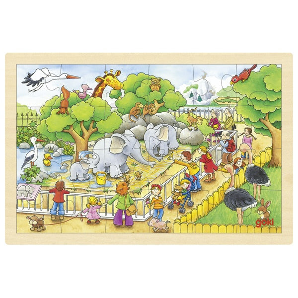 GOKI Puzzle - Visit the Zoo - Wooden 24pc