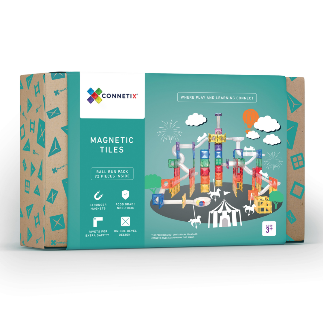 CONNETIX Magnetic Tiles -Ball Run Pack  -  92 Piece