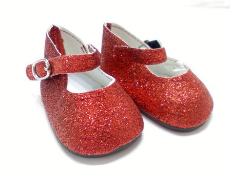 DRESS MY DOLL Shoes Red Sparkle