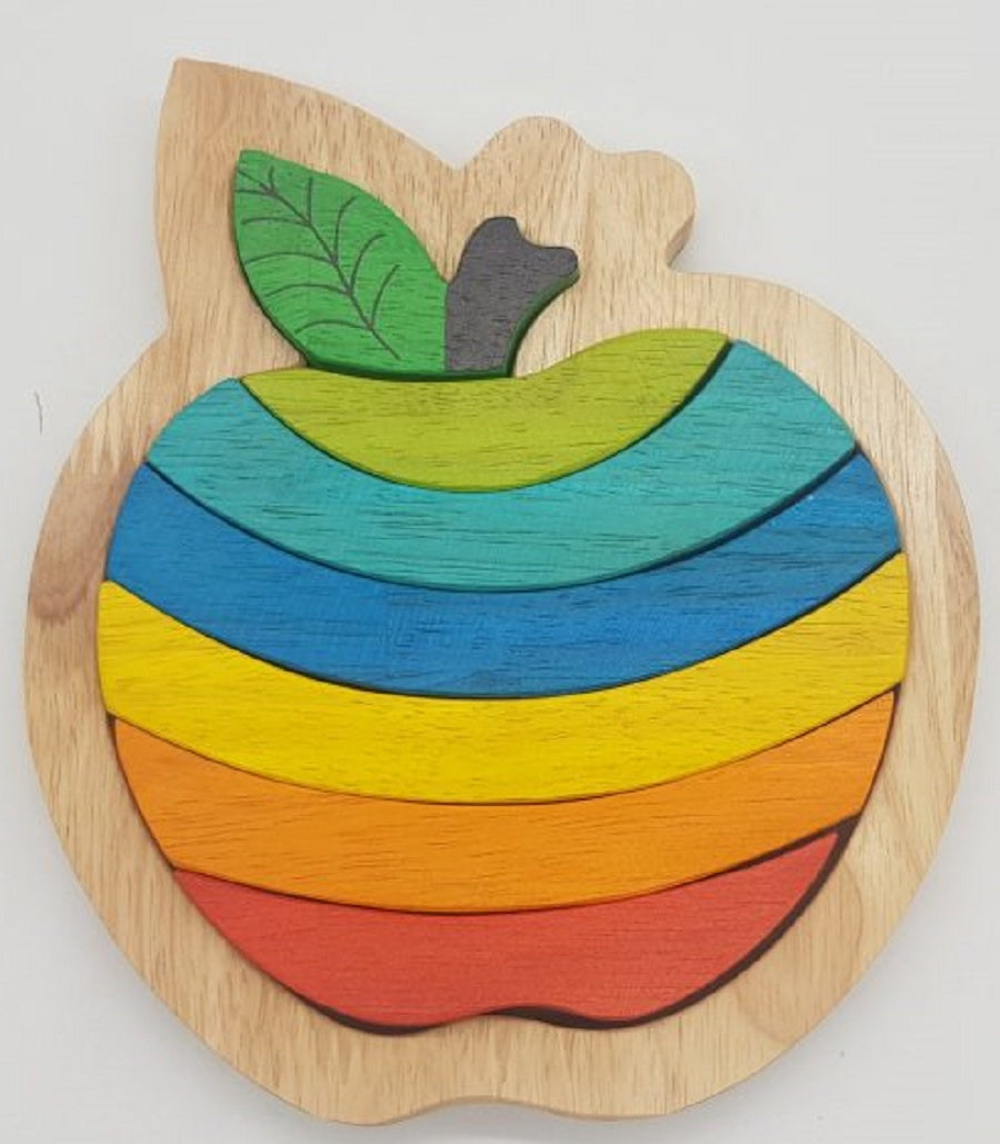 Qtoys - Delicious Apple - Colourful Chunky Wooden Puzzle