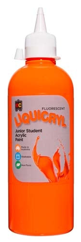 EC Liquicryl Junior Student Acrylic Paint - Fluro - 500ml - Orange