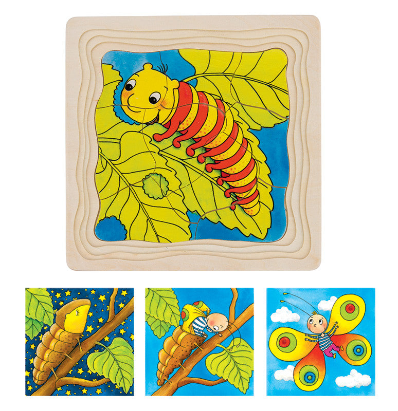 GOKI Lifecycle Puzzle Caterpillars - 4 Layer