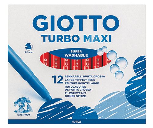 Giotto Children's Thick Markers (Turbo Maxi) - Pack of 12 Red