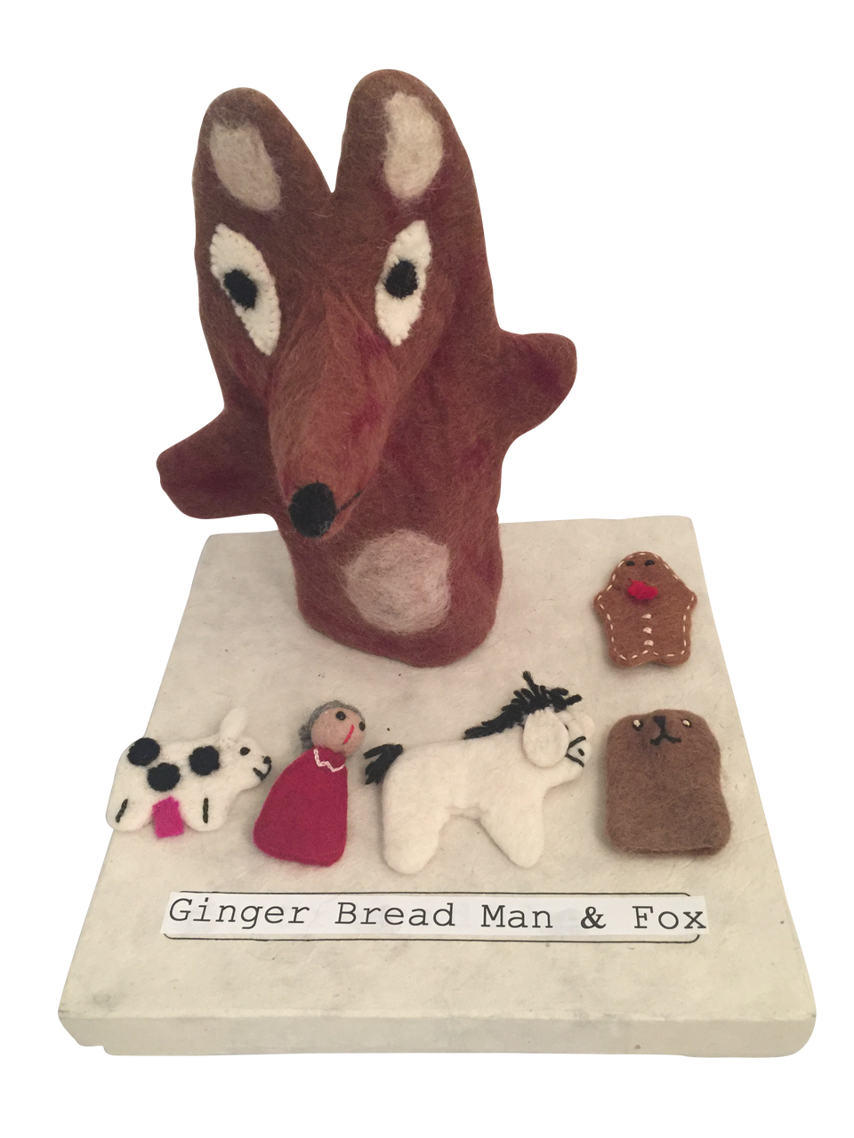 PAPOOSE Puppet Set - Felt - Gingerbread Man/Fox+ 5 FP