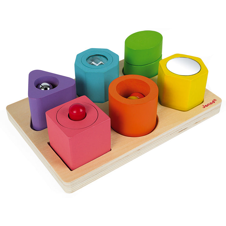 JANOD - Shapes & Sounds Puzzle - 6 block - Sensory