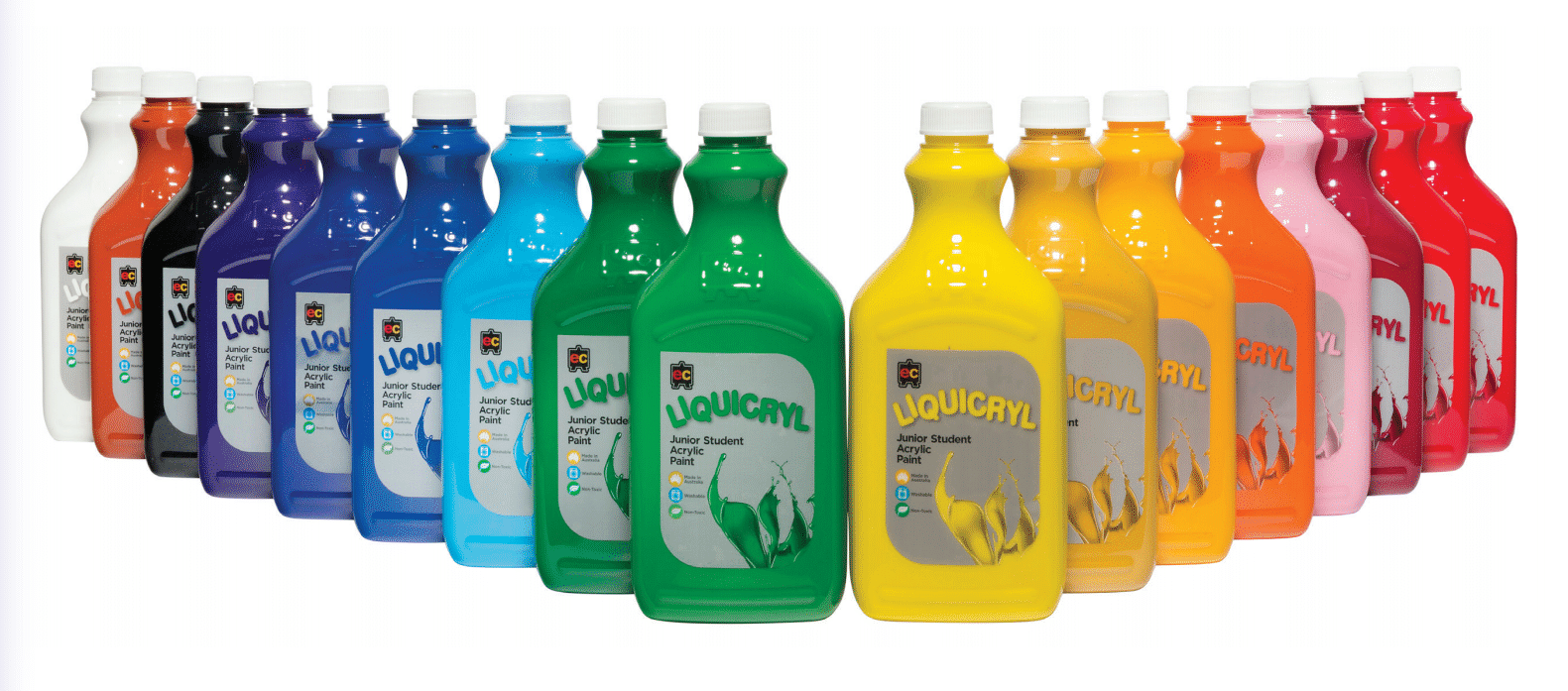 EC Liquicryl Junior Student Acrylic Paint - 2 Litre - Set of 17