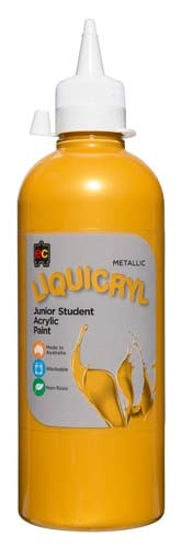 EC Liquicryl Metallic Junior Student Acrylic Paint - 500ml  Gold