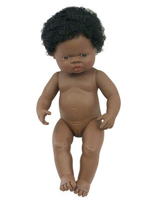 MINILAND Doll African Girl 38cm Anatomically Correct Baby Doll