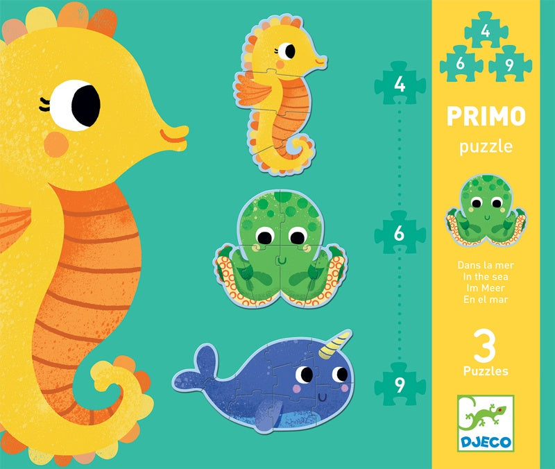 DJECO Puzzle Primo In the Sea -  Progressive 4, 6, 9 piece