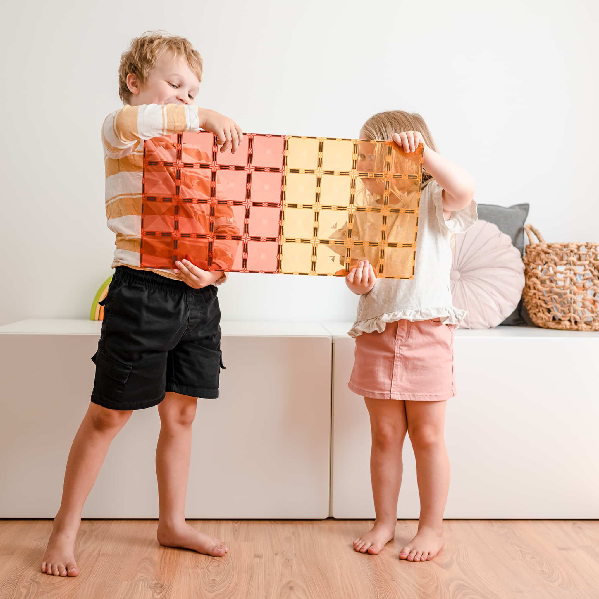 CONNETIX Magnetic Tiles -Lemon & Peach Base Plate Pack - 2 Pack