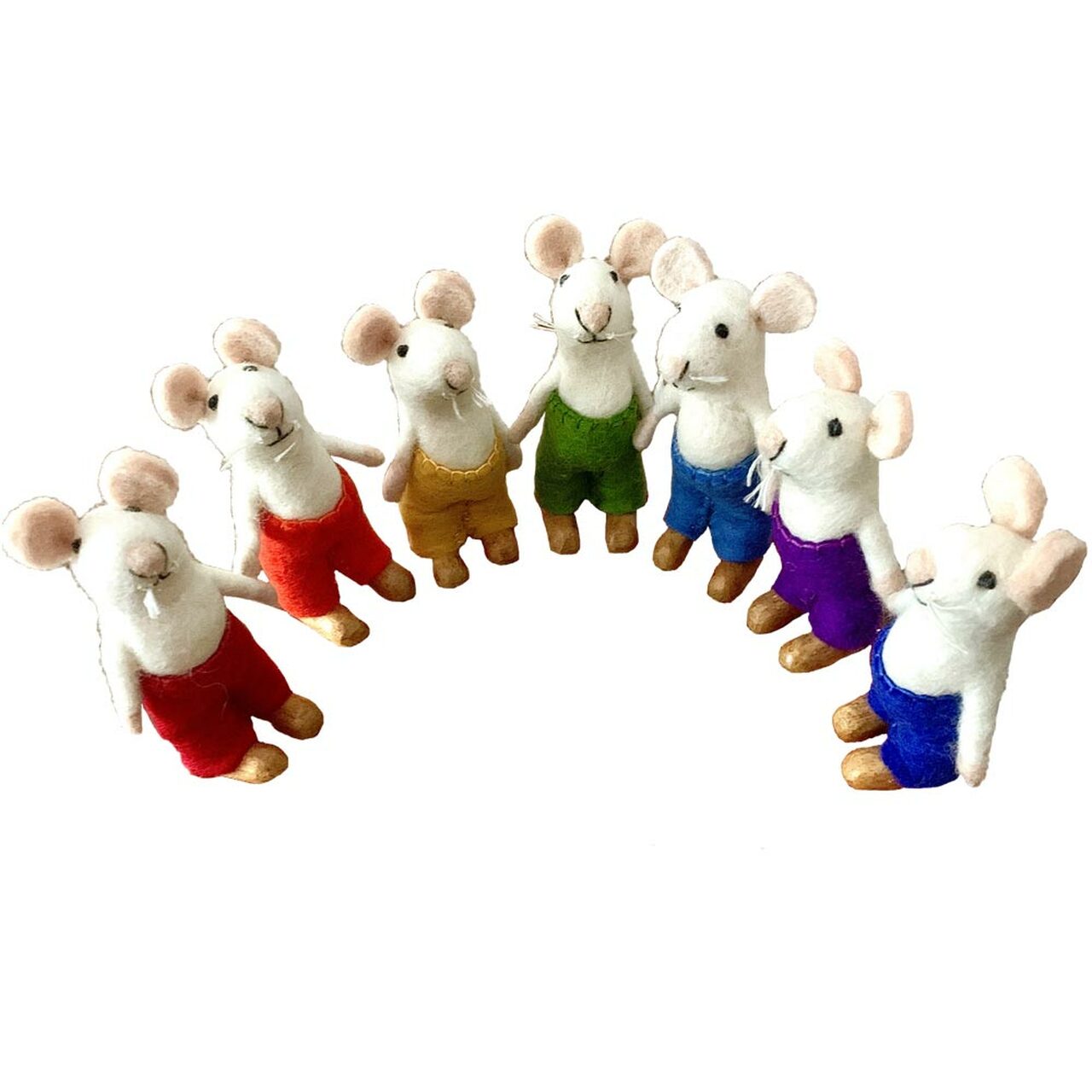 PAPOOSE Rainbow Mice Felt - Set of 7