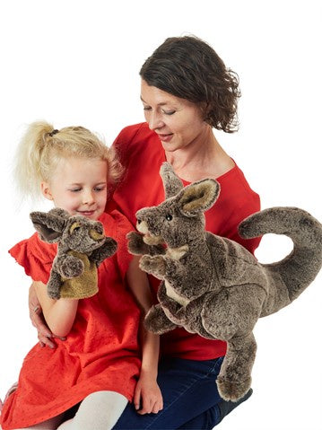 FOLKMANIS HAND PUPPET -Kangaroo with Joey