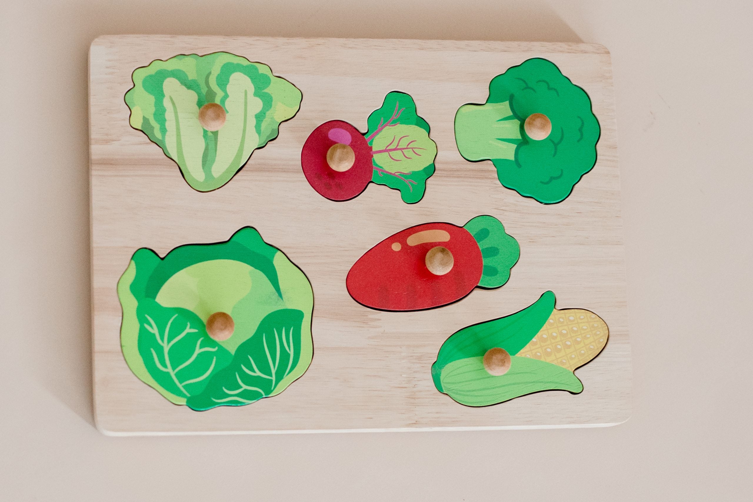 Qtoys - Vegetable Knob Puzzle - Wooden