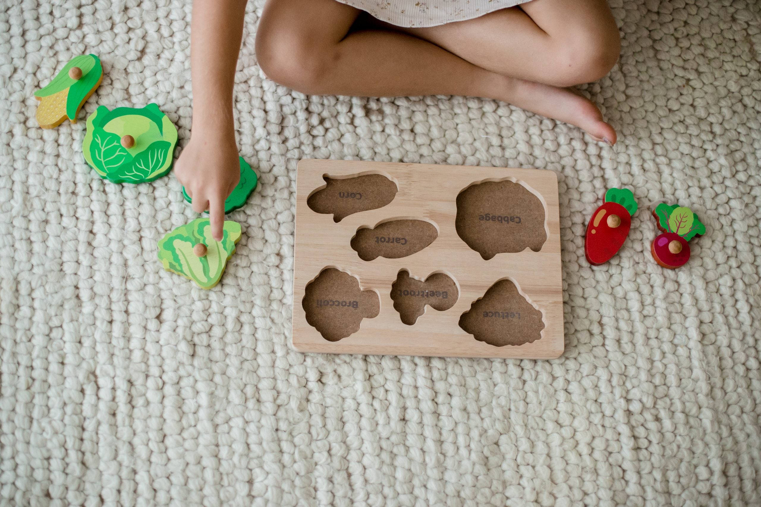 Qtoys - Vegetable Knob Puzzle - Wooden